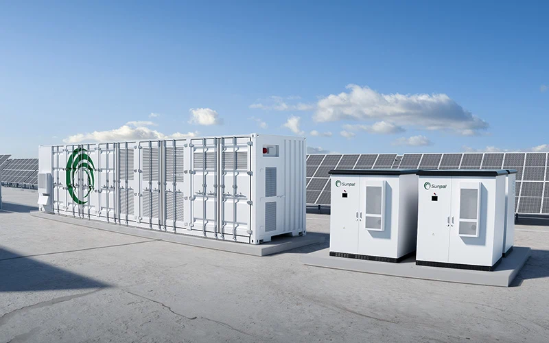The Sunpal 1MW/2.17MWh containerized battery energy storage system (BESS) is deployed at a large-scale ground-mounted photovoltaic power plant, alongside a commercial and industrial outdoor liquid-cooled energy storage integrated cabinet.