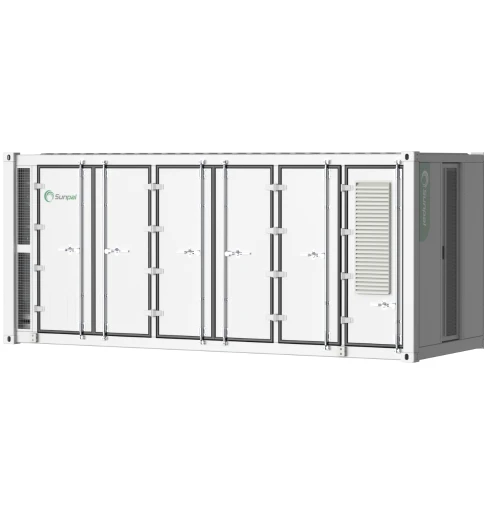 Large white 40ft shipping container with multiple doors and liquid-cooling vents for energy storage.