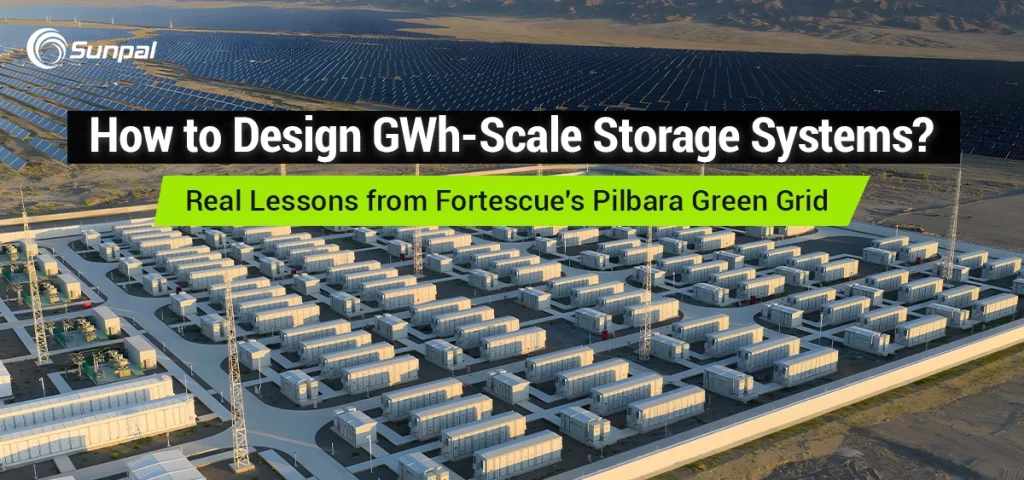 Rows of battery containers in a vast energy storage project.