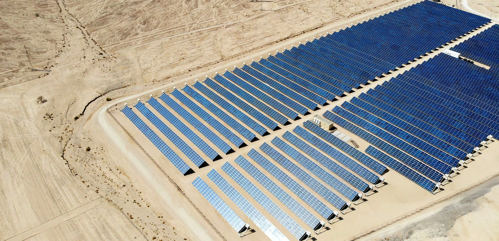 Large-scale solar farm in the UAE desert.