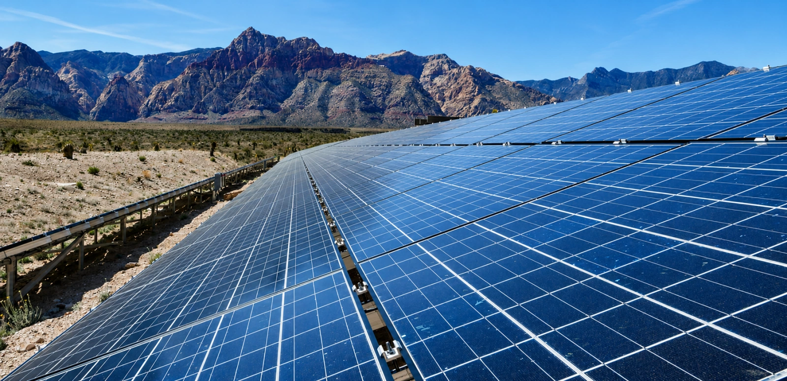 Sunpal bifacial TOPCon utility solar farm on Nevada desert terrain