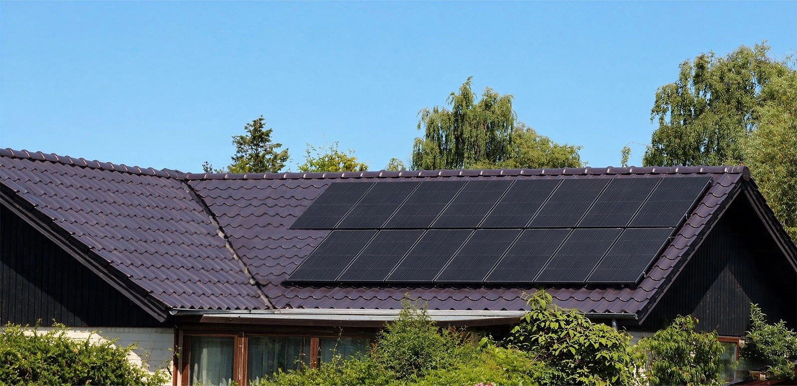 Rooftop solar panels on a family home in California.