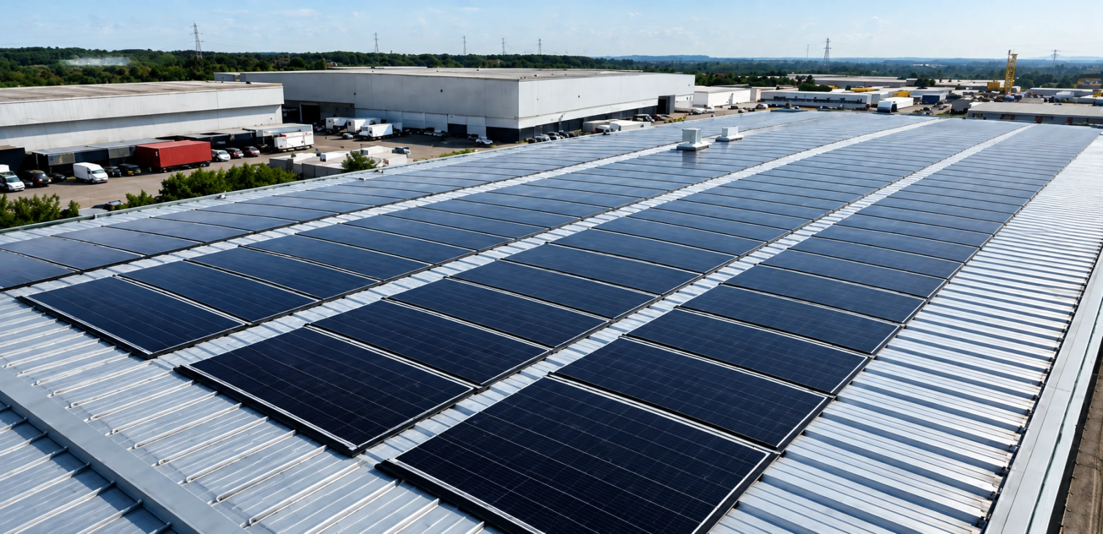 Belgium 620kW industrial solar PV system installed on a commercial building